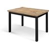 PAZZO DESIGN Tavolo allungabile Guido, Rovere Rustico, Gambe Nere, Tavolo Cucina, Tavolo Soggiorno, Made in Italy, 140x80x76,5 cm - id_2139