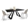 PAZZO DESIGN Tavolo Allungabile Adriano, Piano In Ceramica Nero Oro, Finitura Opaca, Gambe In Metallo Nere, Cucina, Soggiorno, 160 x 90 x h76 cm - id_1988