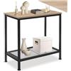 tectake® Tavolino Salotto Versatile 60x30,5x60,5cm, 2 Ripiani di cui 1 con Rete, Mobile Ingresso, Salotto, Soggiorno, Ufficio per Libri, Vinili, Giradischi, Oggetti, Stile Industriale - Legno Chiaro