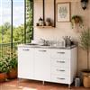 Linea Azzurra Sottolavello 120 Solo Mobile Cucina con 4 Cassetti e 2 Ante in Legno Made in Italy H85xL120xP50 cm Facile da Montare (Vasca a Sinistra, Bianco Frassinato)