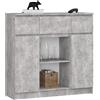AKORD Cassettiera K100 con 2 Ante e 3 Cassetti 1 Scaffale | Mobiletti Ingresso Bagno | Armadio Cameretta | Comodino | Design moderno | 35x98x101 cm | Cemento