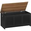 HOOBRO Cassapanca Portaoggetti da 100 cm con Cerniere di Sicurezza, Scatola Contenitore con Coperchio Ribaltabile, per Ingresso, Camera da Letto, Soggiorno, Marrone Noce e Nero EBH141CW01