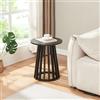 [en.casa] Tavolino Rotondo Laterale Tavolo Basso con Struttura a Doghe in Bambù Tavolino da Divano Poltrona Ø40x48 cm per Soggiorno Studio Ingresso - Nero