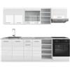 Vicco Cucina componibile R-Line, Bianco lucido/bianco, 240 cm senza piano di lavoro, con moduli combinabili in modo variabile e piedi regolabili in altezza