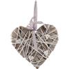 DiKasa Set di Due Cuori Decorati da Appendere in Corteccia Intrecciata - Dimensioni 25 cm