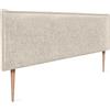 DHOME Testiera in lino naturale tinta unita con bordatura, testata tappezzata, letto camera da letto moderna Top Trending (Lino naturale, 145 x 105 cm con gambe)