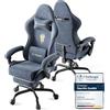 Huracan Sedia da Gaming Ergonomica, Sedia da Gamer in microfibra, regolabile, Poltrona da Gaming con braccioli regolabili, funzione massaggiante, cuscino lombare, poggiapiedi (grigio)