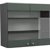 Vicco Mobile da cucina in vetro Fame-Line, Verde-oro rustico, 80 cm, per la combinazione con altri moduli della serie Fame-Line