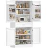 Hzuaneri Credenza Cucina, Mobile Alto da Cucina, 4 Ante, 1 Ampio Cassetto Grande, Scaffale Portaoggetti Dietro la Porta, 40 x 80 x 180 cm, Moderno, Cucinas, Soggiorno, Bianco PT21003X