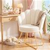 Hellove Sedia Trucco, Poltrona Conchiglia in Velluto con Placcato Oro Metallo Gambe, Moderno Poltrona Salotto con Seduta Morbida Imbottita per Camera da letto/Soggiorno/Vanità, Beige