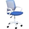 AKORD | Sedia da Ufficio Ergonomica per Bambini FD-6 | Sedie Scrivania con Braccioli | Poltrona Ufficio | PC Ergonomiche | Sedia con Rotelle | Regolabile in altezza | Portata 100 kg | Bianco | Blu