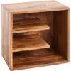FineBuy Tavolino Legno Massello Sheesham 43 x 43 x 30 cm | Tavolo Soggiorno Stile Country | Tavolo Divano Prodotto Naturale | Tavolino da caffè con Spazio di Archiviazione