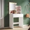 SUNXURY Tavolo da toeletta con illuminazione a LED, luminosità regolabile, piccolo tavolo cosmetico con 1 cassetto e 3 scomparti aperti, 70 x 40 x 140 cm, montaggio semplicissimo, colore: bianco