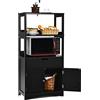 GYMAX Mobiletto da Cucina, con Cassetto e Ripiani Aperti, Mobile Armadietto Salvaspazio, per Bagno, Ingresso, Soggiorno,60 x 32 x 122 cm (Nero)