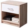 AVANTI TRENDSTORE - Pepe - Comodino con cassetto e scompartimento aperto, disponibile in diversi colori, dimensioni LAP: 39x41x28 cm (Beige-bianco)