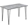 [en.casa] Tavolo da Sala Pranzo con Gambe a Spillo e Piano Rettangolare 120x70 cm Tavolo a 4 Posti Gambe a Forcina in Acciaio per Cucina Bar Ristorante - Effetto Cemento