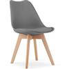 NMK HOME Sedia Cucina Plastica - Grafite Sedia Sala da Pranzo Moderne - Gambe di Sedia in Legno di Faggio - Pellame Sintetico Vellutato