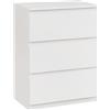 HOMCOM Cassettiera 3 cassetti moderna per camera da letto con design antiribaltamento Cassettiera per soggiorno corridoio 55x34x75 cm Bianco lucido