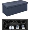 IlGruppone Pouf Contenitore Cassapanca Con Scarpiera Interna Salvaspazio Portaoggetti Porta Scarpe Panca Sgabello A Pie Di Letto Rettangolare Poggiapiedi Panchina - Blujeans5 - Rettangolare