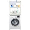 RjcdOPL Scaffale portaoggetti per lavatrice a 3 livelli, mobile portaoggetti sopra la lavatrice, risparmio di spazio, ideale per bagno, lavanderie, balconi (bianco+marmo)