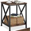 tectake® Tavolino Salotto Versatile 40,5x40,5x52,5cm, Tavolino da Salotto 2 Ripiani, Soggiorno, Divano, Camera da Letto per Libri, PC, Arredamento Casa e Ufficio, Stile Industriale - Legno Scuro