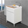 Inbagno Mobile lavatoio Lavanderia con Vasca in Ceramica, L.61 x P.51 x H.87,5 cm, Serie Way Diverse colorazioni, Include Vasca in Ceramica Bianco Lucido (Bianco Lucido)