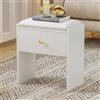 Luxstein Sgabello da toeletta con portaoggetti, in legno, imbottito, per spogliatoio, camera da letto, corridoio, soggiorno, 40 x 23,5 x 46 cm, bianco
