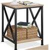 tectake® Tavolino Salotto Versatile 40,5x40,5x52,5cm, Tavolino da Salotto 2 Ripiani, Soggiorno, Divano, Camera da Letto per Libri, PC, Arredamento Casa e Ufficio, Stile Industriale - Legno Chiaro
