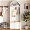 NIUAWASA Armadio Guardaroba Multifunzionale con Scarpiera , Ripiano e Gancio-Hall Tree per Ingresso Corpo in MDF Resistente Design Moderno Robusti Piedini in Ferro Pratico Spazio di Archiviazione (Bianco)