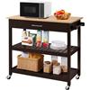 Yaheetech Carrello da Cucina a 3 Ripiani con Ruote Cassetto Carrello di Servizio Carrellino Portaoggetti Multiuso Salvaspazio Stile Moderno Porta Microonde 101,5 x 51 x 92,5 cm Marrone