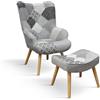 PAZZO DESIGN Poltrona Ludovica, Set Da 1, Multicolore, Poltrona Tessuto, Poltrona Relax, Poltrona Lettura, Poltrona Comoda, Gambe Legno, Con Poggiapiedi - id_2029