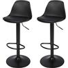 RELOVE Sgabello da Bar Moderno Sgabello Alto con Schienale in Simipelle Sedia Alta da Cucina Regolabile Girevole (2pc-B nero puro)