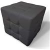 AM design Pouf POUFF Puff PUF CUBO Bottoni Eco-Pelle POGGIAPIEDI Design Made in Italy (Grigio Scuro)