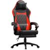 Dowinx Sedia da gioco da corsa, ergonomica, con supporto lombare, in pelle PU, 150 kg, colore nero e rosso