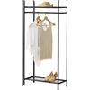 [en.casa] Organizzatore Guardaroba, Scaffalatura con Asta Appendiabiti e 2 Ripiani, Cabina Armadio Senza Ante (AxLaxP) 130 x 60 x 30 cm - Nero, Metallo