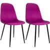CLP Set di 2 sedie da Pranzo Imbottite Maryam, Sedia da Cucina con Schienale e Struttura in Metallo Nero, Supporta Fino a 150 kg, Colore:Viola, Materiale:Velluto