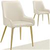 tectake® Set 2 Sedie Imbottite Effetto Velluto, Sedie Cucina con Schienale Ergonomico, Sedie Moderne con Imbottitura in Schiuma, Gambe in Acciaio Verniciato, Capacità di Carico 120 kg - Beige