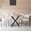 GrandCA HOME Set Tavolo e Sedie, Tavolo Rotondo da 100 cm + 4 Sedie Imbottite, Adatto per 4-6 Persone, (Marrone Chiaro e Bianco)