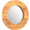 CREEDWOOD Specchio da Parete Rondo | 50 cm, Legno Massiccio | Specchio in Legno, Specchio da Ingresso, Specchio Rotondo, da Soggiorno, Specchio da Bagno Rustico