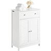 SoBuy Mobiletto Base per Bagno o Ingresso, con Due Ante e cassetto, in Stile tapparelle,Bianco,FRG238-W,IT