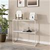 [en.casa] Tavolo a Consolle con 2 Piani Mobile Stretto da Ingresso Consolle in Acciaio Scaffale da Terra Espositore 80 x 80 x 26 cm - Bianco opaco