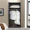 [en.casa] Armadio Guardaroba per Camera da Letto Armadio Chiuso con Ante a Persiana Scomparto e Asta Appendiabiti 176 x 80 x 52 cm MDF Effetto Noce Scuro
