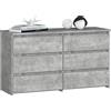AKORD Cassettiera CL-100 6 (2 x 3) Cassetti | Moderna Mobiletto per Soggiorno Sala da Pranzo Camera da Letto | Armadio Cameretta | 35 x 100 x 57 cm | Cemento + Frontale Cemento