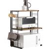 SoBuy Mensola microonde Scaffale Cucina con 3 ripiani e 2 portabottiglie Mini ripiano portaspezie design industriale, 60x36x72cm, KCR08-PF