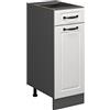 Vicco Mobiletto base per cucina R-Line, Bianco country, 30 cm | Frontale in MDF · Senza piano di lavoro · Piedini regolabili in altezza · 1 Anta · Liberamente combinabile