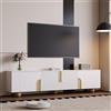 TIZZ Mobile TV bianco, 180 cm, 4 ante, design elegante, finitura effetto marmo, piedini sferici in legno