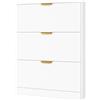 VOWNER Scarpiera Portascarpe in Legno, Scarpiera Slim Salvaspazio con 3 Ante a Ribalta, Moderna, 80 x 17 x 107 cm, per Ingresso Casa, Bianco