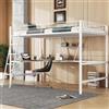 Moimhear Telaio letto in metallo 90 x 200 cm, letto a soppalco con scrivania a forma di L e ripiano per bambini, ragazzi e adulti (bianco)