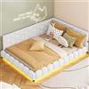 MISNODE Divano letto imbottito 140 x 200 cm, divano letto con LED e USB, divano letto a L con rete a doghe, letto per bambini, letto matrimoniale, lana d'agnello, senza materasso (bianco K01)