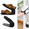Froadp Set di 60 organizer per scarpe regolabili in materiale PP, antiscivolo, con 3 altezze regolabili, a doppio strato, salvaspazio, per riporre scarpe (nero)